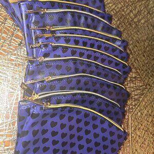 Ipsy Cosmetic Bags Collection lot of 10 Blue with Black Hearts
